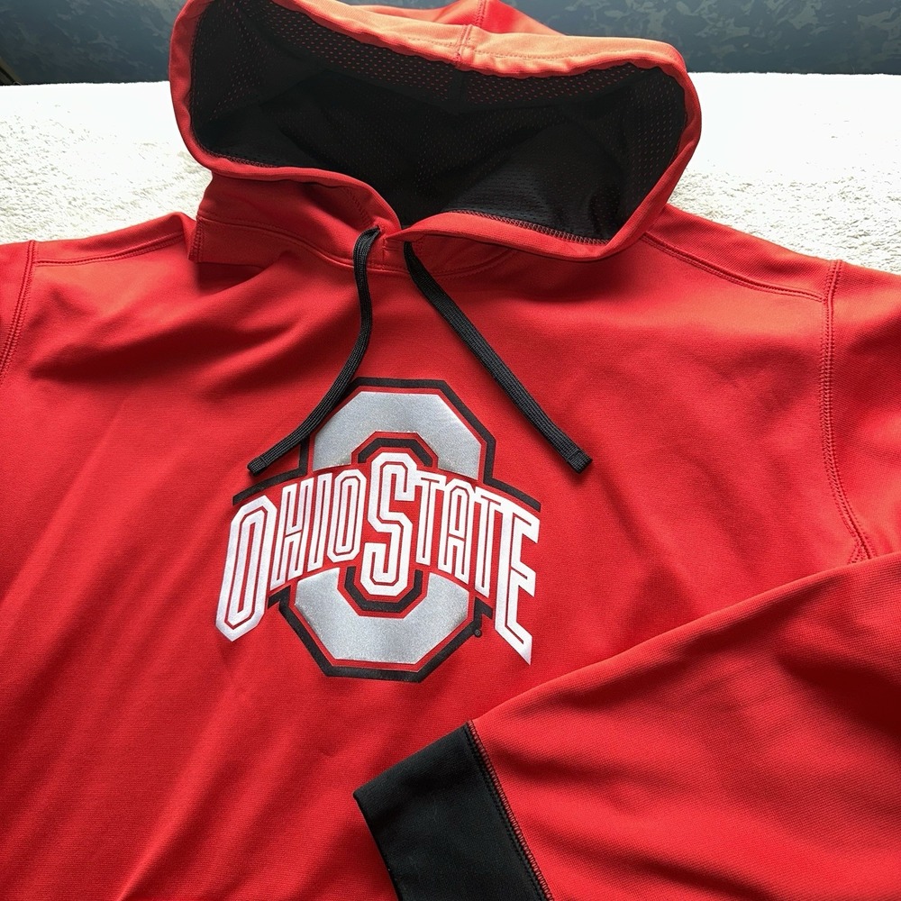 Nike Therma Fit Ohio State Buckeyes Hoodie Men XL Red Fleece Pullover Sweatshirt